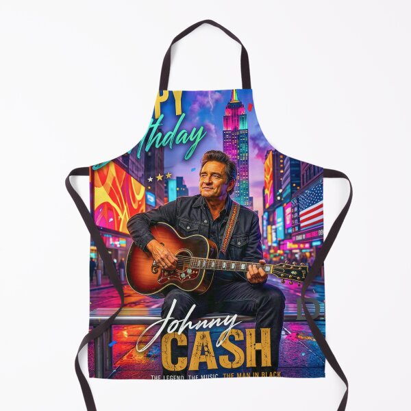Item preview, Johnny Cash - Happy Birthday - The Man in Black - Country Music Legend designed and sold by DBM Photo Art 1.