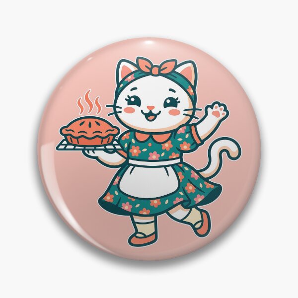 Artikelvorschau, Happy Baker Cat: Türkisfarbenes Blumenkleid & frischer Kuchen entworfen und verkauft von CuteKats.