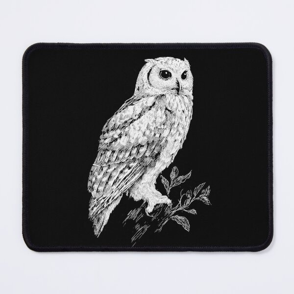 Item preview, Vintage Owl Perched on Branch Line Art designed and sold by GoodOldPrints4.