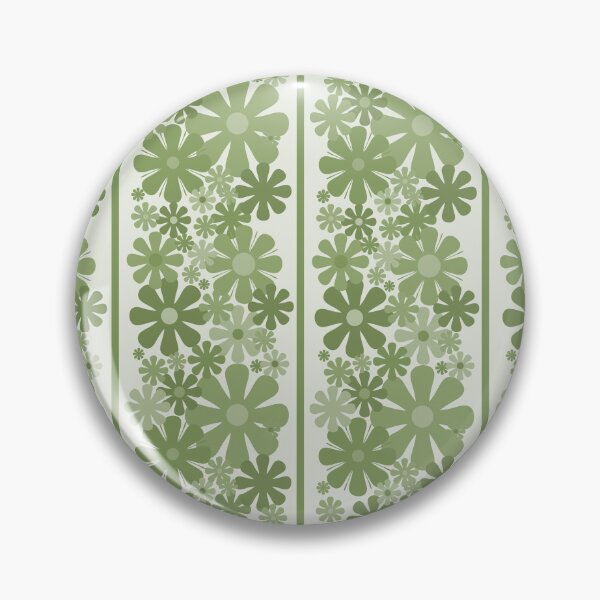Item preview, Retro Floral Stripe 60s 70s Aesthetic Pattern in Mossy Avocado Green designed and sold by kierkegaard.