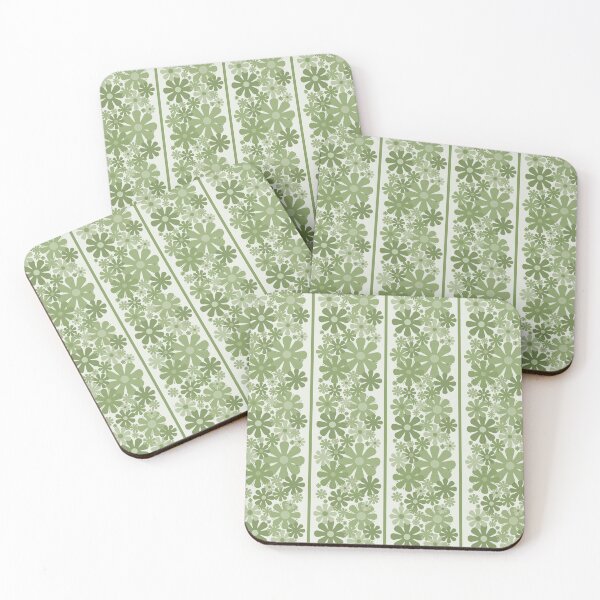 Item preview, Retro Floral Stripe 60s 70s Aesthetic Pattern in Mossy Avocado Green designed and sold by kierkegaard.