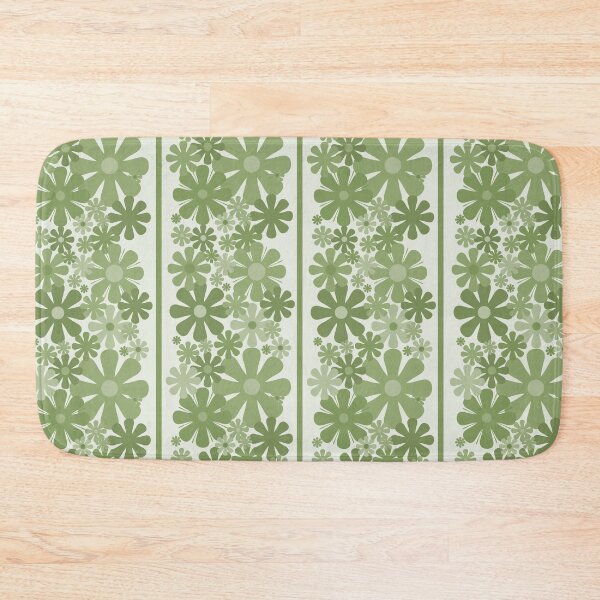 Item preview, Retro Floral Stripe 60s 70s Aesthetic Pattern in Mossy Avocado Green designed and sold by kierkegaard.