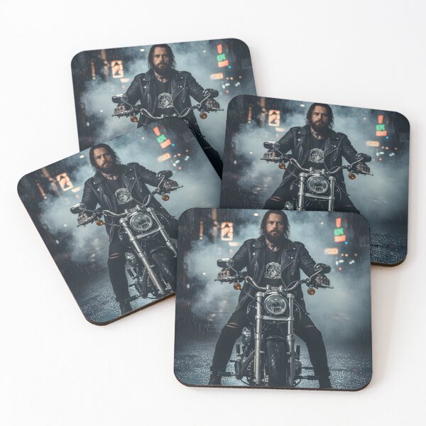 Item preview,  Biker in the Rain | Dark Motorcycle Art designed and sold by Ela Art Space .