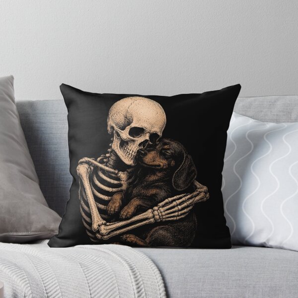 Item preview, Skeleton cuddling a dachshund in a warm embrace halloween designed and sold by rafaeltto.