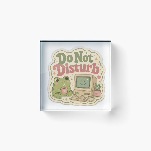 Item preview, Cute Frog Do Not Disturb – Retro Computer Pixel Art designed and sold by Graphic  Grove.