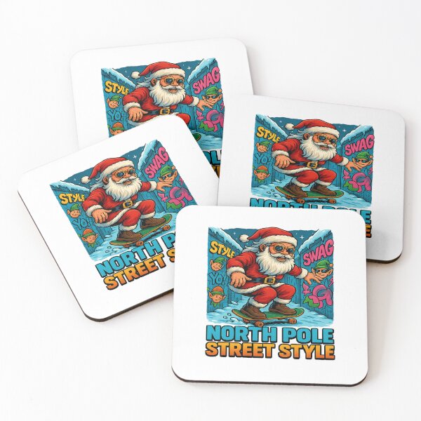 Item preview, North Pole Street Style Santa Skateboarding Christmas designed and sold by ColeLaniTrading.