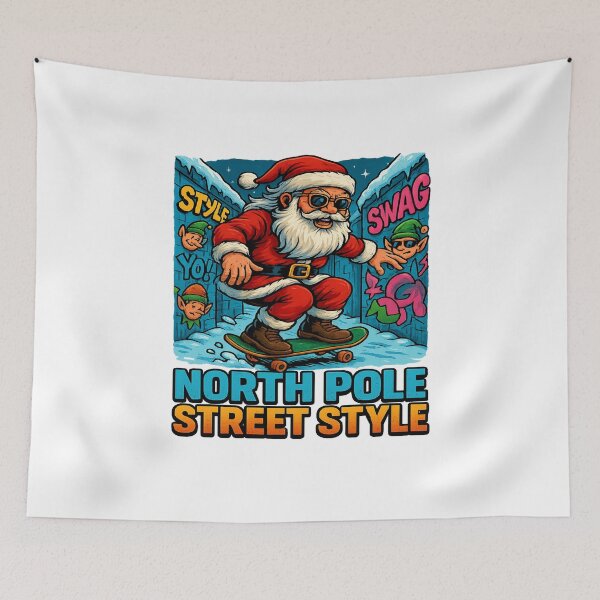 Item preview, North Pole Street Style Santa Skateboarding Christmas designed and sold by ColeLaniTrading.