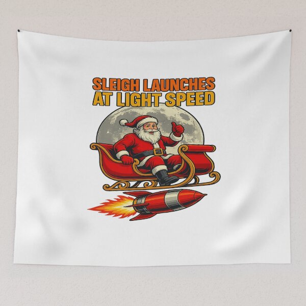 Item preview, Sleigh Launches At Light Speed Santa Rocket Christmas designed and sold by ColeLaniTrading.