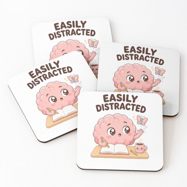 Item preview, Easily Distracted – Cute Funny Brain Cartoon Sticker designed and sold by Kiinaaa.