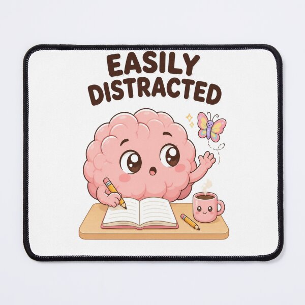 Item preview, Easily Distracted – Cute Funny Brain Cartoon Sticker designed and sold by Kiinaaa.