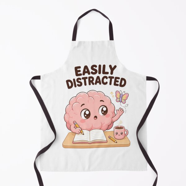 Item preview, Easily Distracted – Cute Funny Brain Cartoon Sticker designed and sold by Kiinaaa.