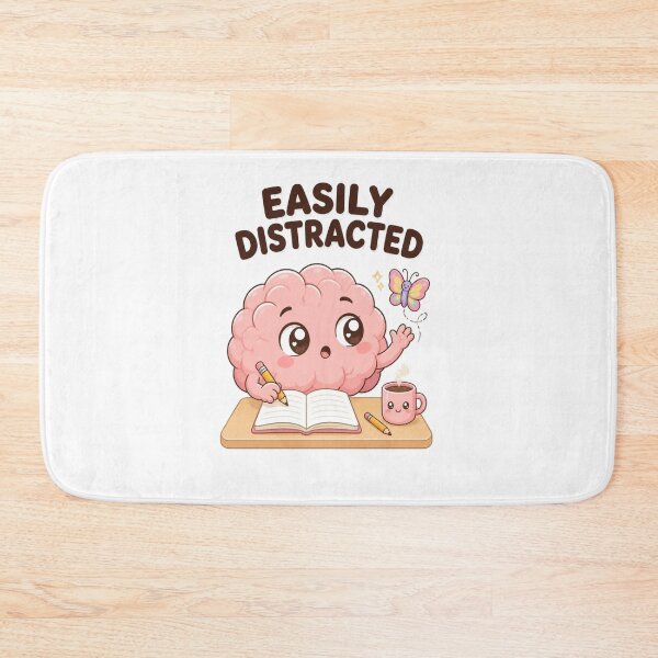 Item preview, Easily Distracted – Cute Funny Brain Cartoon Sticker designed and sold by Kiinaaa.