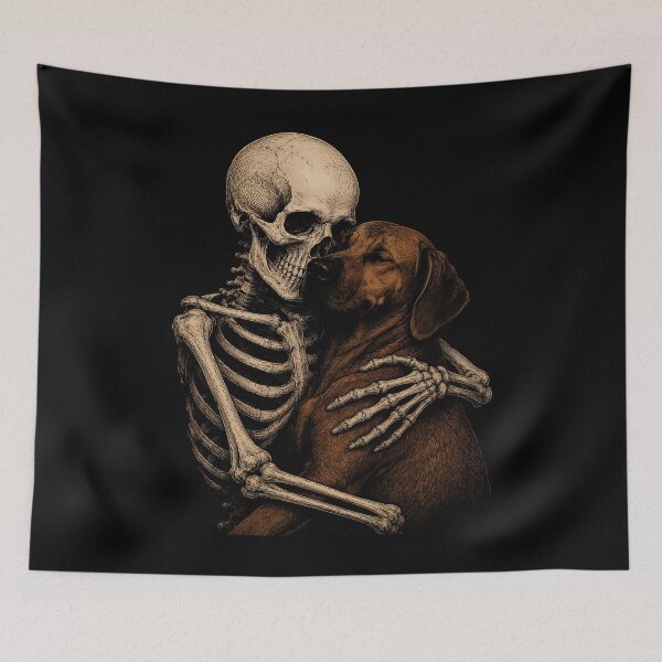 Item preview, Skeleton hugging a dog design for pet lovers halloween designed and sold by rafaeltto.