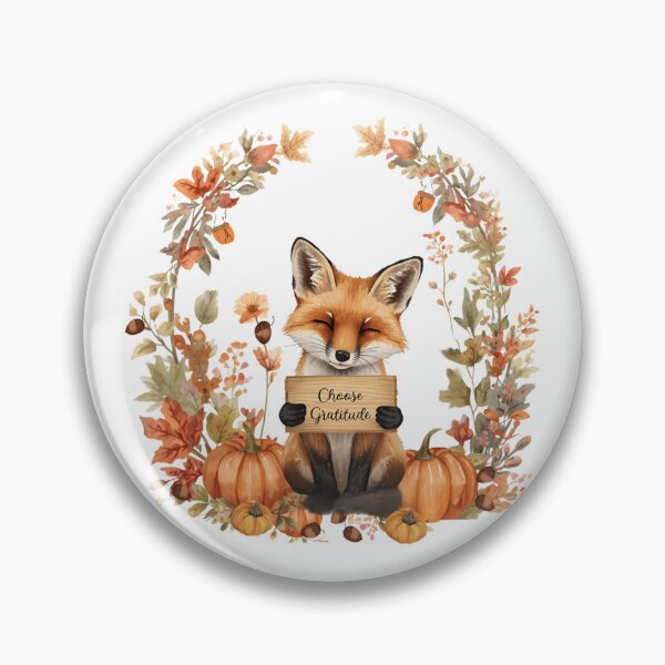 Item preview, A small autumn fox holds a sign that reads "Choose Gratitude." designed and sold by VibranPalette.