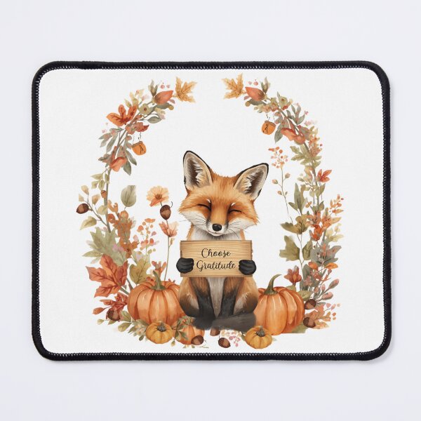 Item preview, A small autumn fox holds a sign that reads "Choose Gratitude." designed and sold by VibranPalette.
