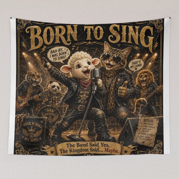 Item preview, Born to Sing - Rock 'n' Roll Lamb & Cat Band designed and sold by shopevermint.