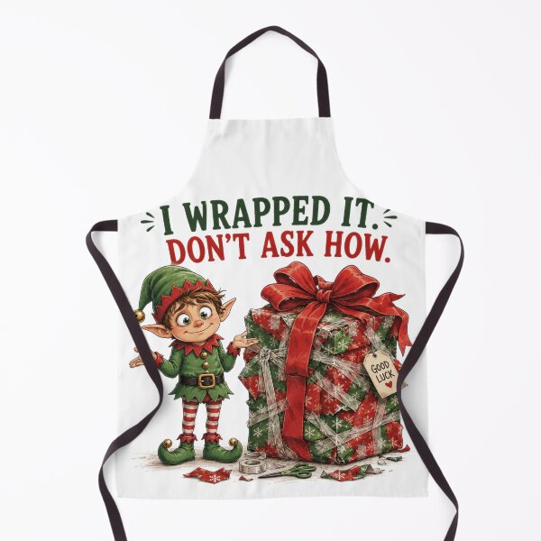 Item preview, I Wrapped It. Don't Ask How. | Funny Christmas Elf designed and sold by MotylekAnia.