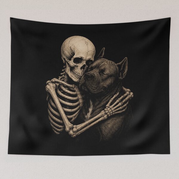 Item preview, Skeleton and Dog Embrace Graphic Halloween Design designed and sold by rafaeltto.