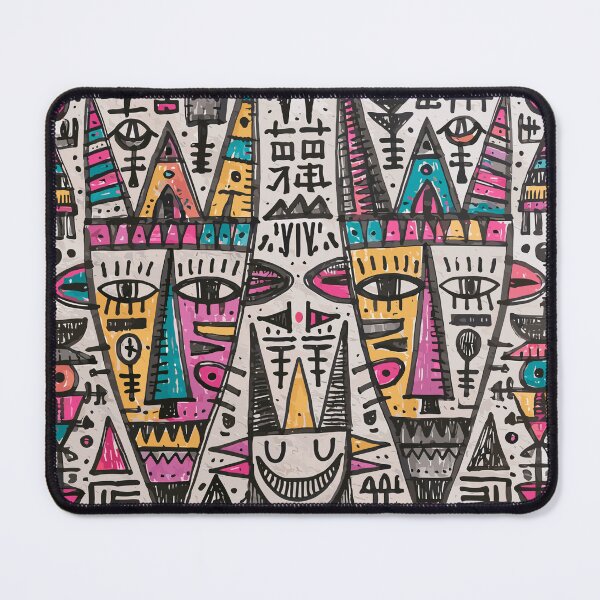 Item preview, Vibrant Tribal Mask Pattern Folk Art designed and sold by Romgora.