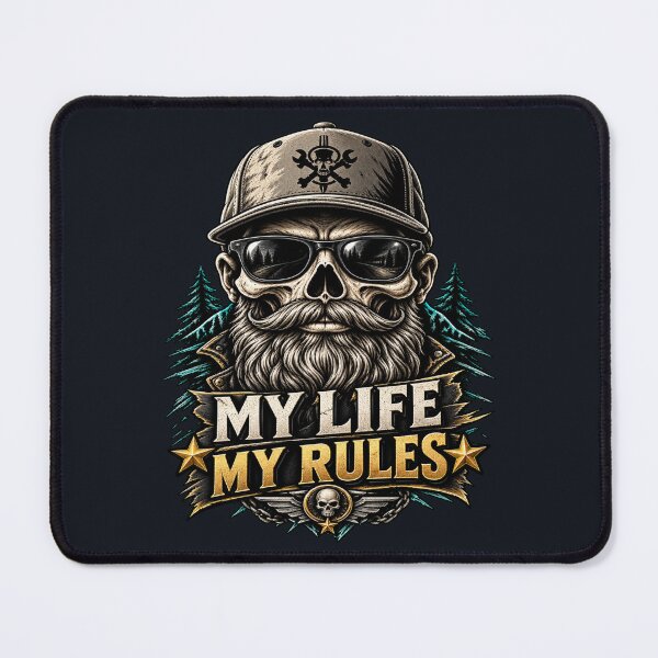 Item preview, Bearded Skull Biker My Life My Rules designed and sold by FABIOLA1970.