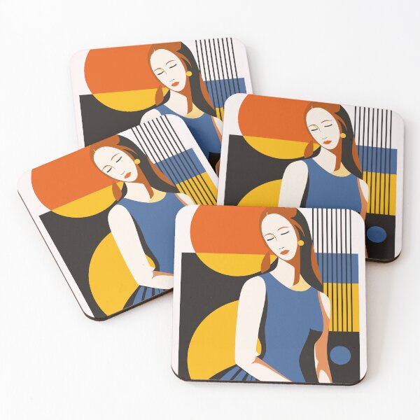 Item preview, Modigliani Inspired Woman | Bauhaus Portrait Art | Mid Century Modern Female Print | Geometric Art Decor designed and sold by Studio pod Burom.