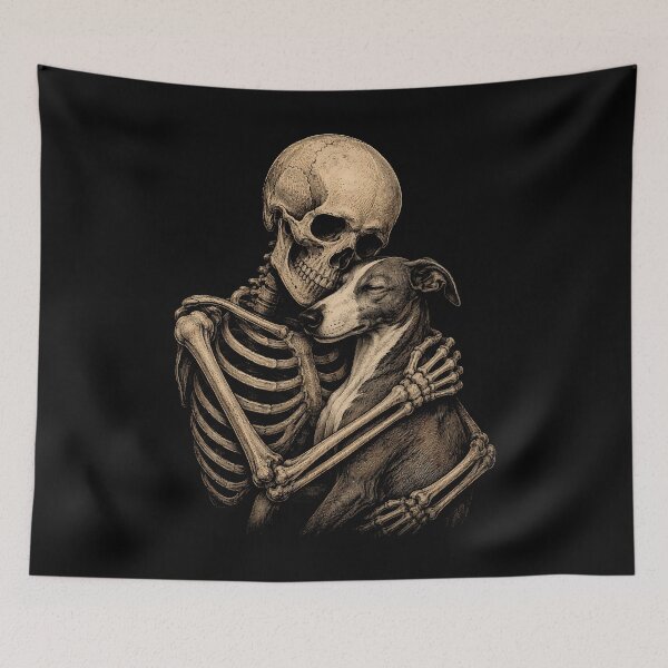 Item preview, Skeleton and Dog Embrace Graphic Art Greyhound Halloween designed and sold by rafaeltto.