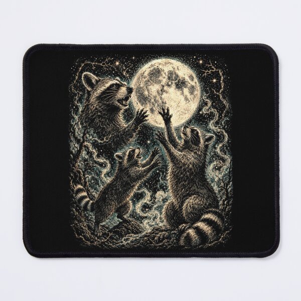 Item preview, Moonlit Raccoons – Mystical Gothic Wildlife Under a Full Moon designed and sold by SOUFIANE1991.