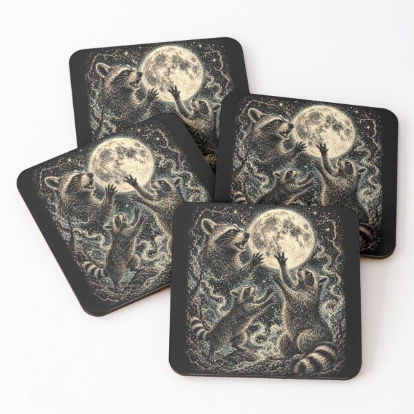 Item preview, Moonlit Raccoons – Mystical Gothic Wildlife Under a Full Moon designed and sold by SOUFIANE1991.