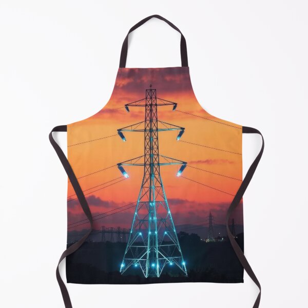 Item preview, Electricity Pylon Sunset Glowing Cyan Grid Art designed and sold by Pylon-Bureau.