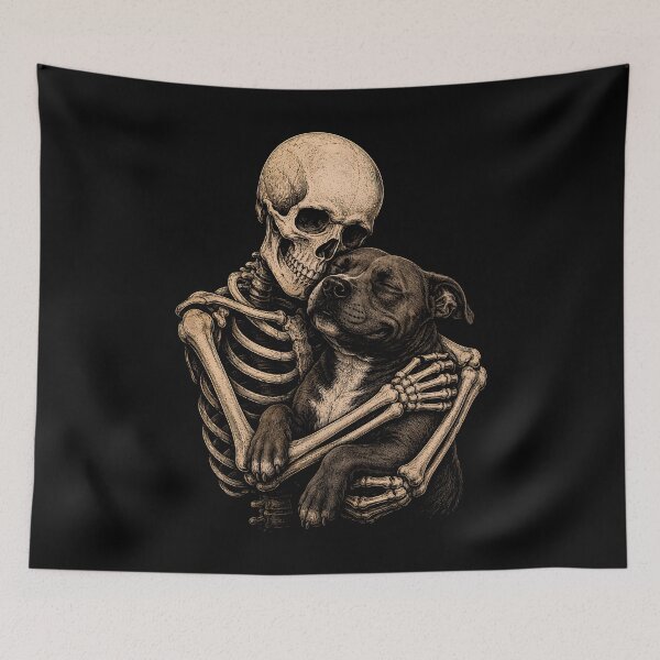 Item preview, Skeleton and Dog Embrace Halloween Graphic Design designed and sold by rafaeltto.