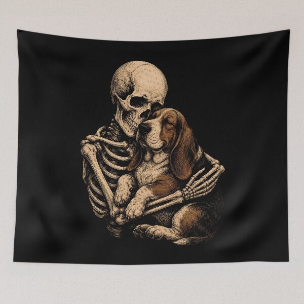 Item preview, Skeleton and Dog Embrace Design Basset Hound Halloween designed and sold by rafaeltto.