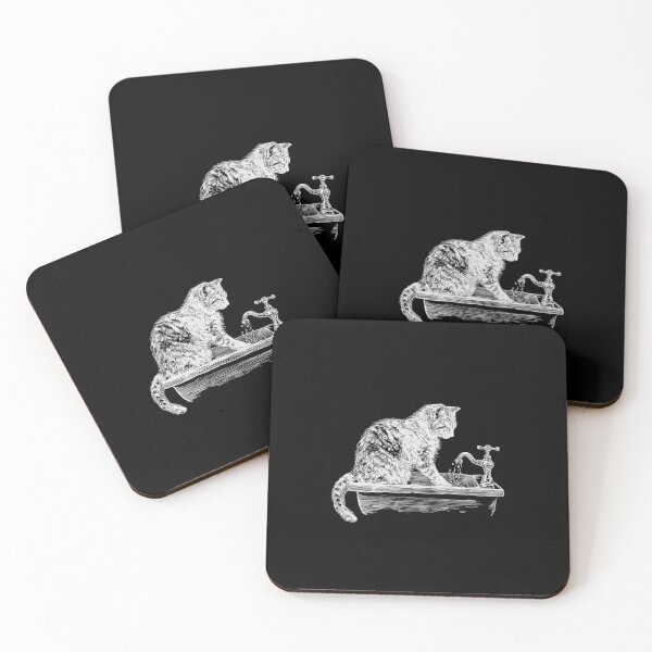 Item preview, Vintage Cat at Sink Playful Line Art designed and sold by GoodOldPrints4.