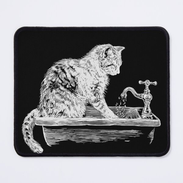Item preview, Vintage Cat at Sink Playful Line Art designed and sold by GoodOldPrints4.