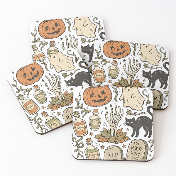 Item preview, Retro Halloween Icons Collage – Vintage Folk Art Spooky Season Design designed and sold by MOCH- ART.