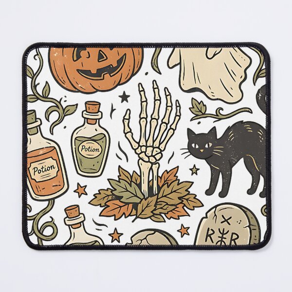 Item preview, Retro Halloween Icons Collage – Vintage Folk Art Spooky Season Design designed and sold by MOCH- ART.