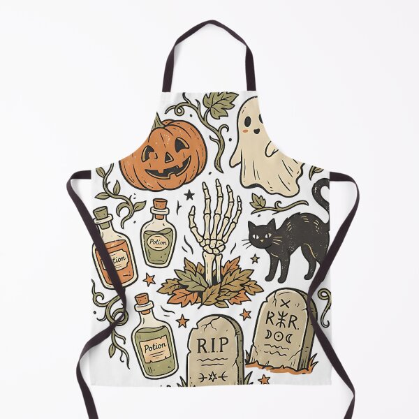 Item preview, Retro Halloween Icons Collage – Vintage Folk Art Spooky Season Design designed and sold by MOCH- ART.