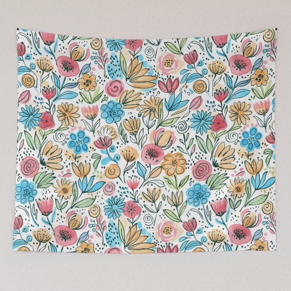 Item preview, Primitive flowers sesamless watercolor pattern designed and sold by NataliRubchik.