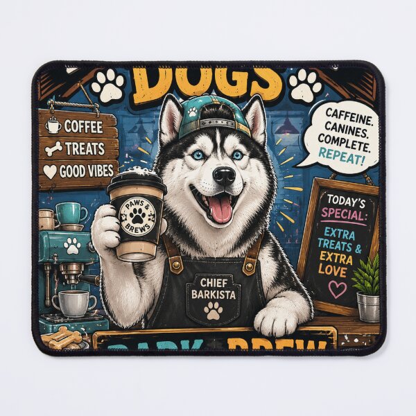 Item preview, Funny Husky Barista Coffee Lover Dog Cafe Vintage Design designed and sold by TeeVibeHaus.