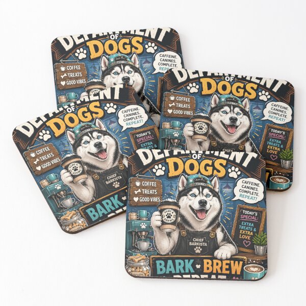 Item preview, Funny Husky Barista Coffee Lover Dog Cafe Vintage Design designed and sold by TeeVibeHaus.