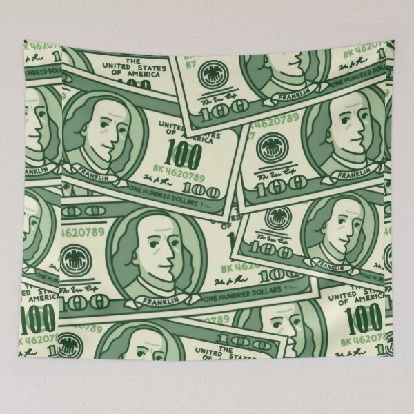 Item preview, 100 Dollar Bills Pattern - Cartoon Cash & Money Wallpaper Illustration designed and sold by Billy Morfo™.