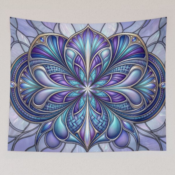 Item preview, Blue Fractal Mandala with Stained Glass designed and sold by Frackxion.
