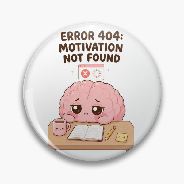 Item preview, Error 404: Motivation Not Found – Funny Cute Brain Cartoon designed and sold by Kiinaaa.