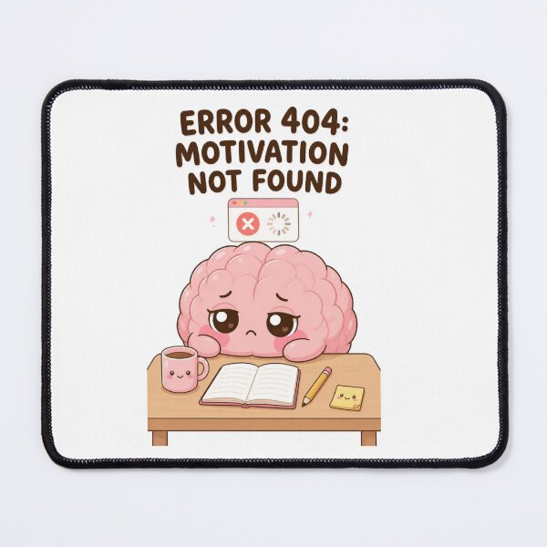Item preview, Error 404: Motivation Not Found – Funny Cute Brain Cartoon designed and sold by Kiinaaa.