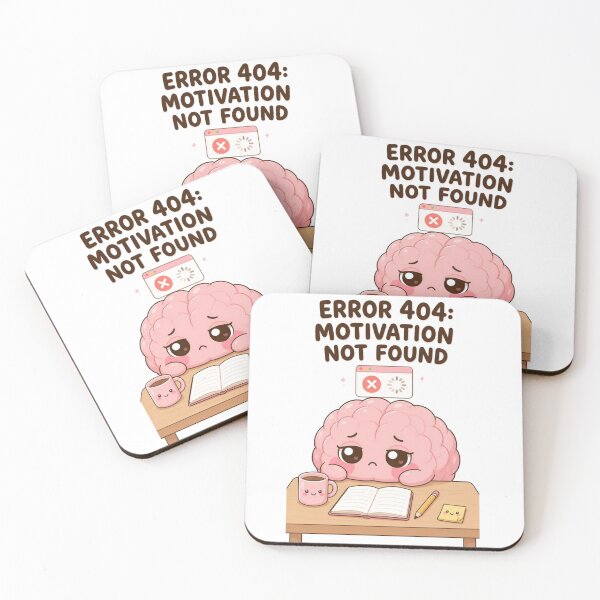 Item preview, Error 404: Motivation Not Found – Funny Cute Brain Cartoon designed and sold by Kiinaaa.