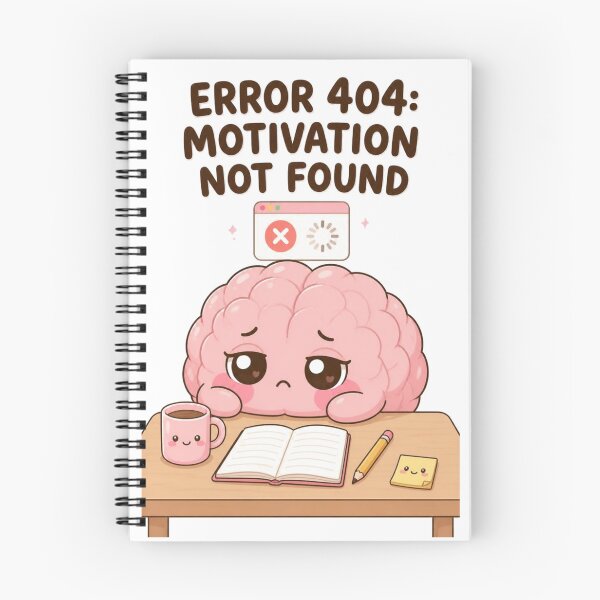Item preview, Error 404: Motivation Not Found – Funny Cute Brain Cartoon designed and sold by Kiinaaa.