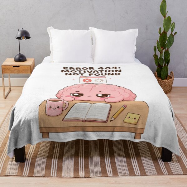 Item preview, Error 404: Motivation Not Found – Funny Cute Brain Cartoon designed and sold by Kiinaaa.