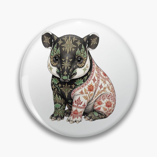 Item preview, Sacred Malayan Tapir Baby - Thai Sak Yant Temple Tattoo Art designed and sold by PrettyCrypt.