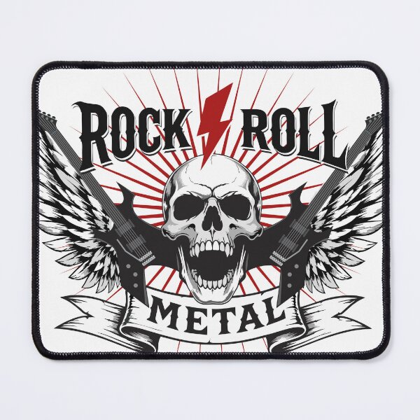 Item preview, Rock and Roll banner metal Skull with Wings, Crossed Guitars and Vintage designed and sold by JrNergal.