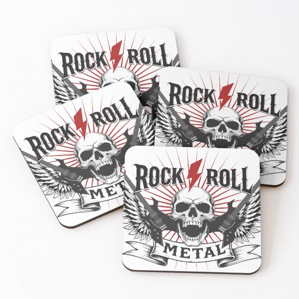 Item preview, Rock and Roll banner metal Skull with Wings, Crossed Guitars and Vintage designed and sold by JrNergal.