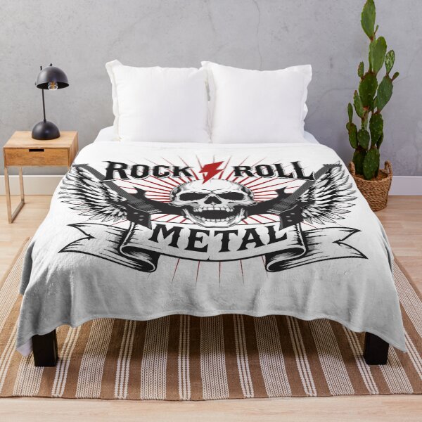 Item preview, Rock and Roll banner metal Skull with Wings, Crossed Guitars and Vintage designed and sold by JrNergal.